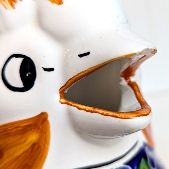 Vintage Italian Majolica Rooster Pitcher Jug – Hand Painted Stoneware 1990s - Picture 9 of 9